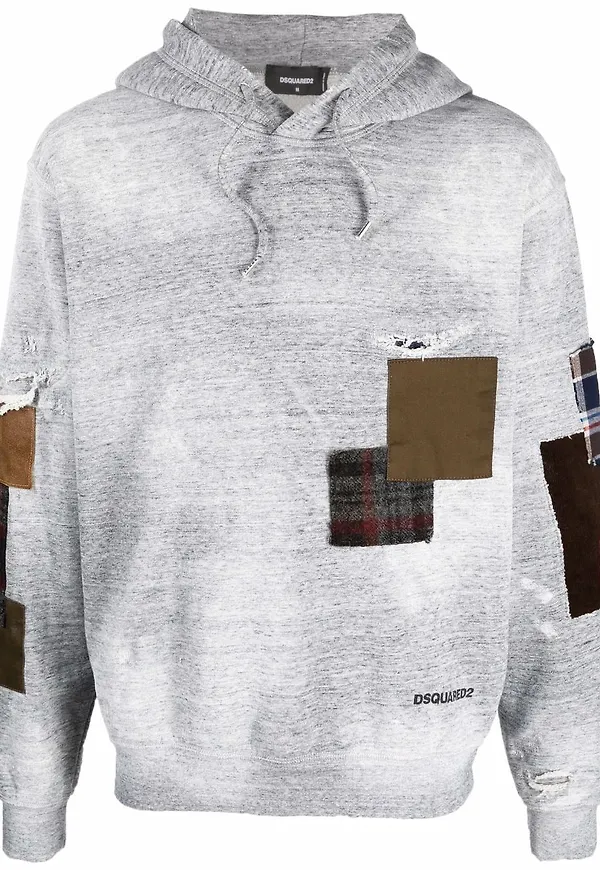 Dsquared2 hoodie med lappdesign - Grå