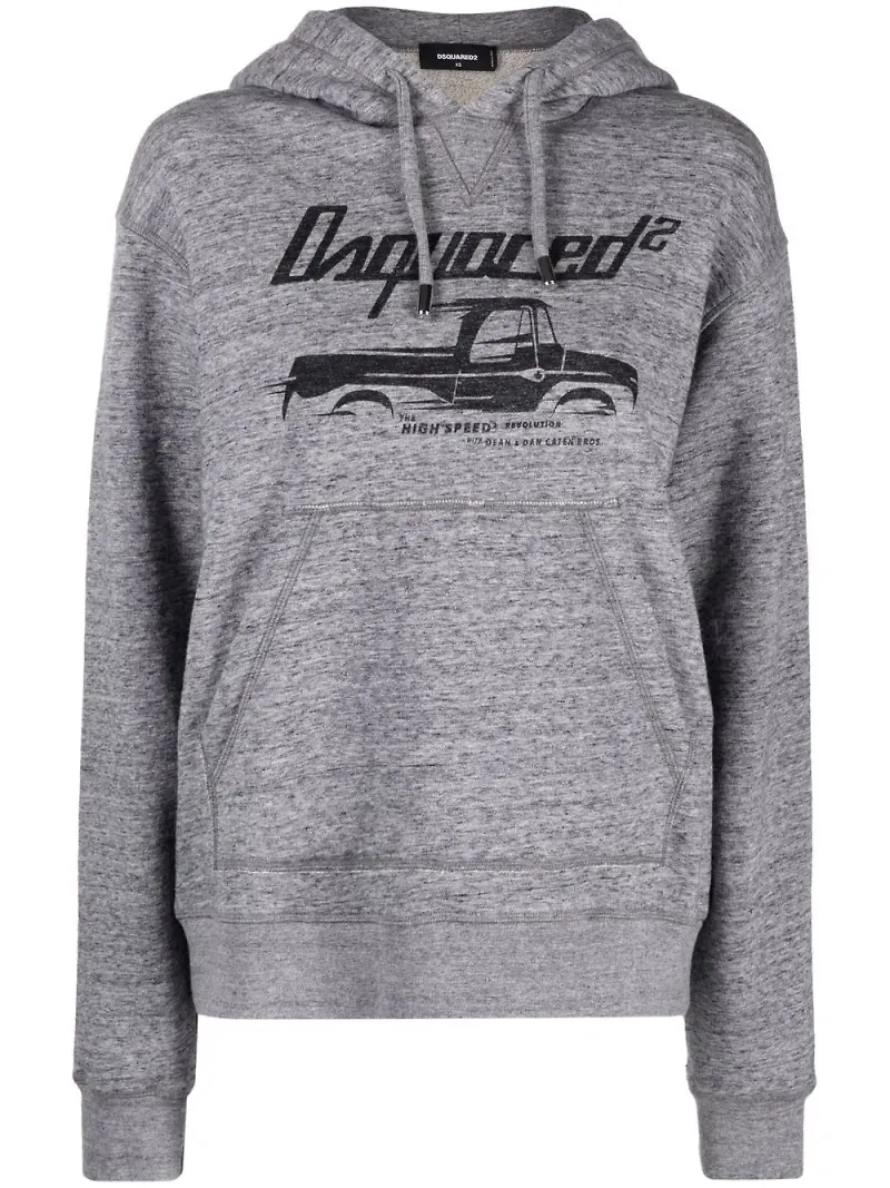 Dsquared2 hoodie med lastbilstryck - Grå