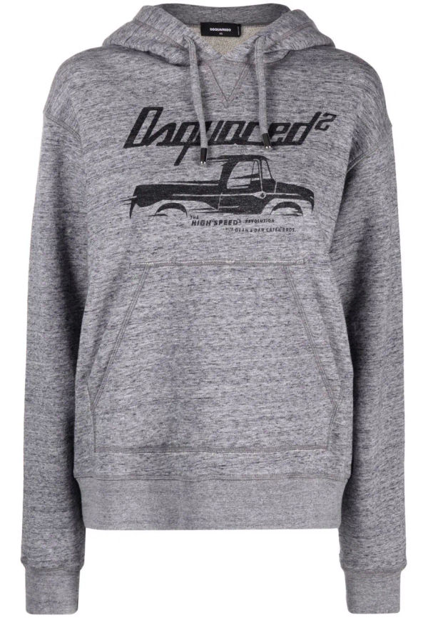 Dsquared2 hoodie med lastbilstryck - Grå