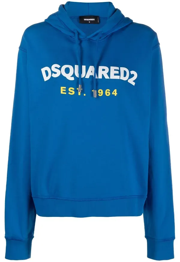 Dsquared2 hoodie med logotyp - Blå