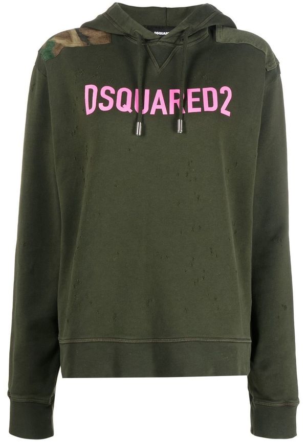 Dsquared2 hoodie med logotyp - Grön