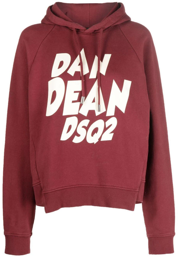 Dsquared2 hoodie med logotyp - Röd