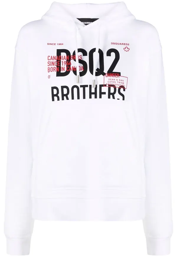 Dsquared2 hoodie med logotyp - Vit