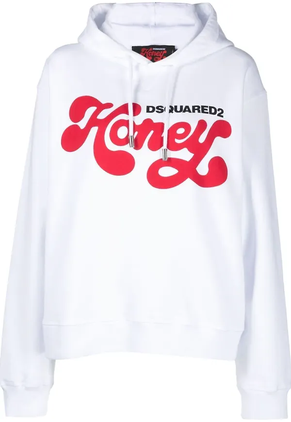 Dsquared2 hoodie med logotyp - Vit