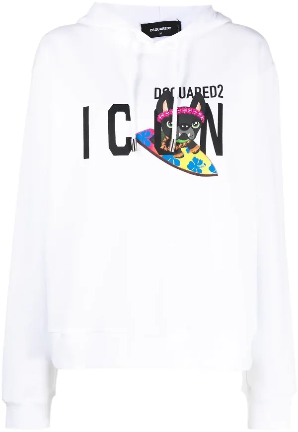Dsquared2 hoodie med logotyp - Vit