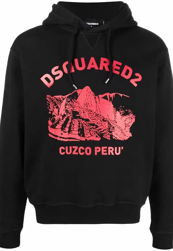 DSQUARED2 hoodie med logotyp - Svart