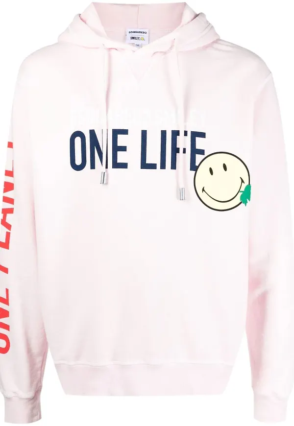 Dsquared2 hoodie med slogan - Rosa