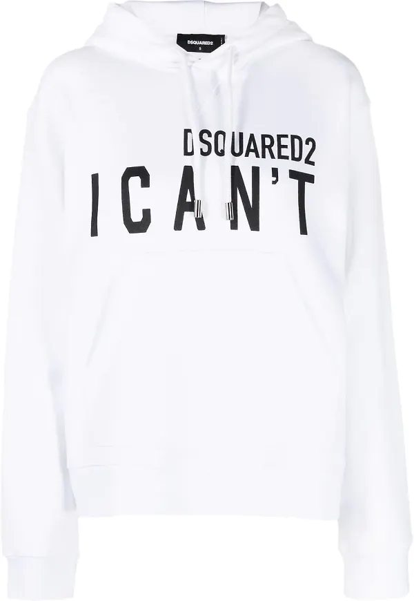 Dsquared2 hoodie med slogan - Vit