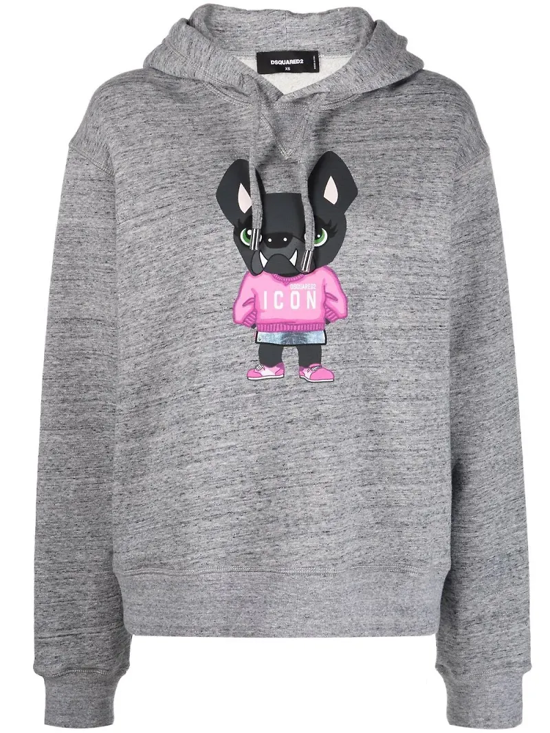 Dsquared2 hoodie med tryck - Grå
