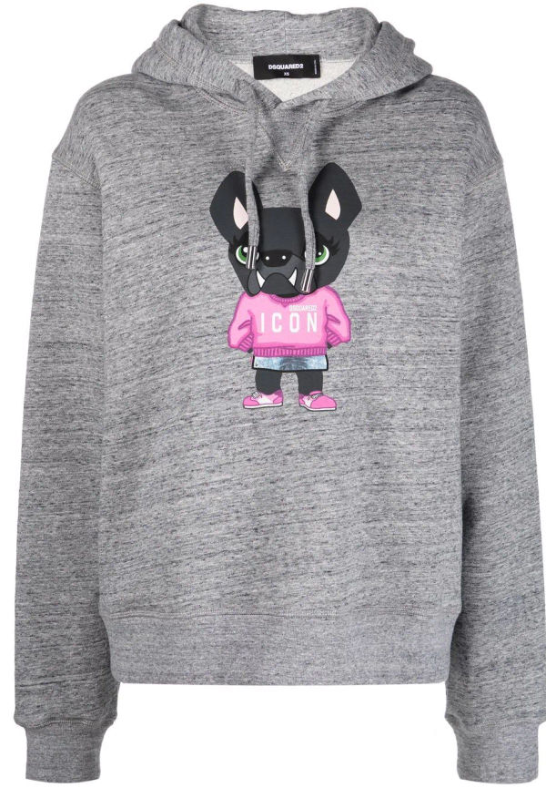 Dsquared2 hoodie med tryck - Grå