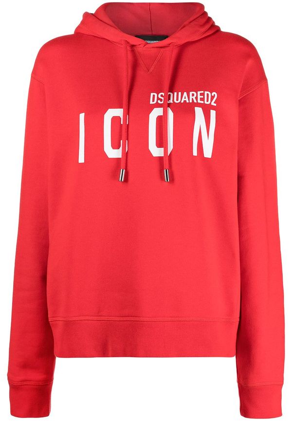 Dsquared2 hoodie med tryck - Röd