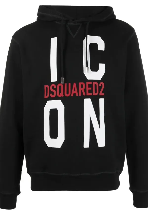 Dsquared2 hoodie med tryck - Svart