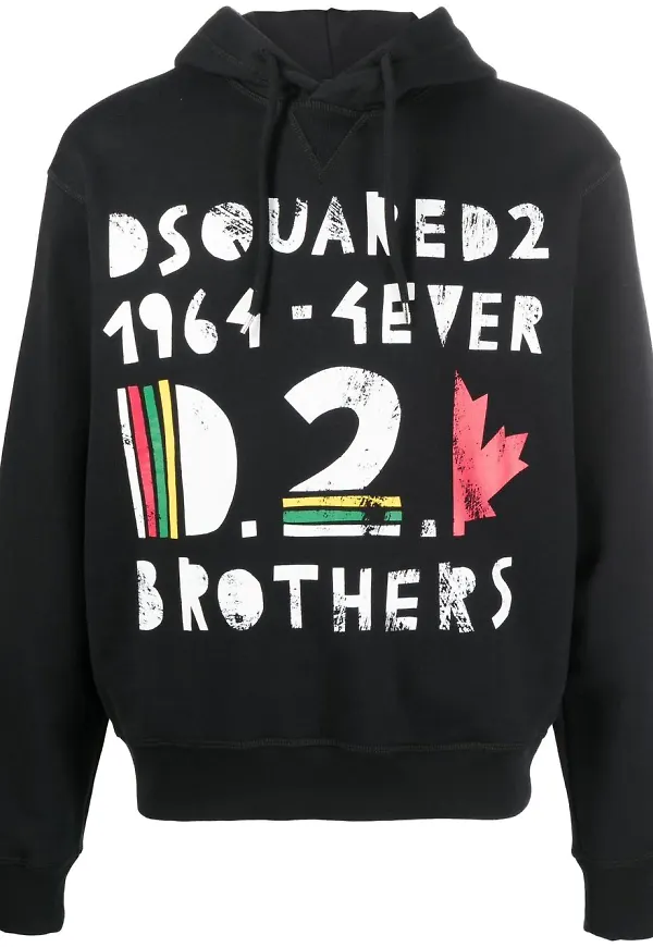 Dsquared2 huvtröja med grafiskt tryck - Svart