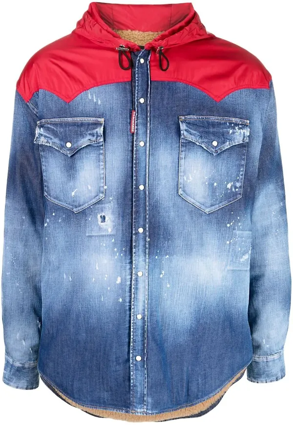 Dsquared2 hybrid-jeansjacka med huva - Blå