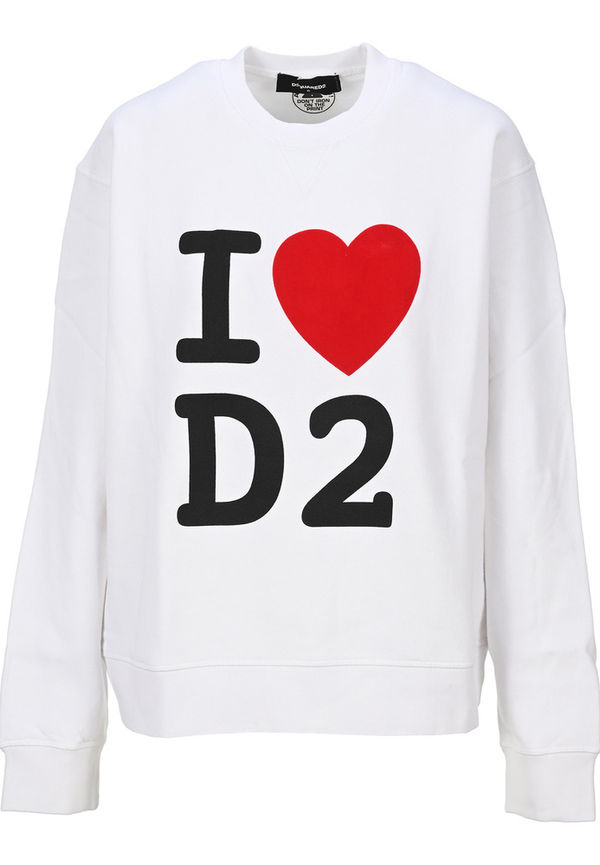 Dsquared2 I Heart D2 Print Sweatshirt Vit, Dam