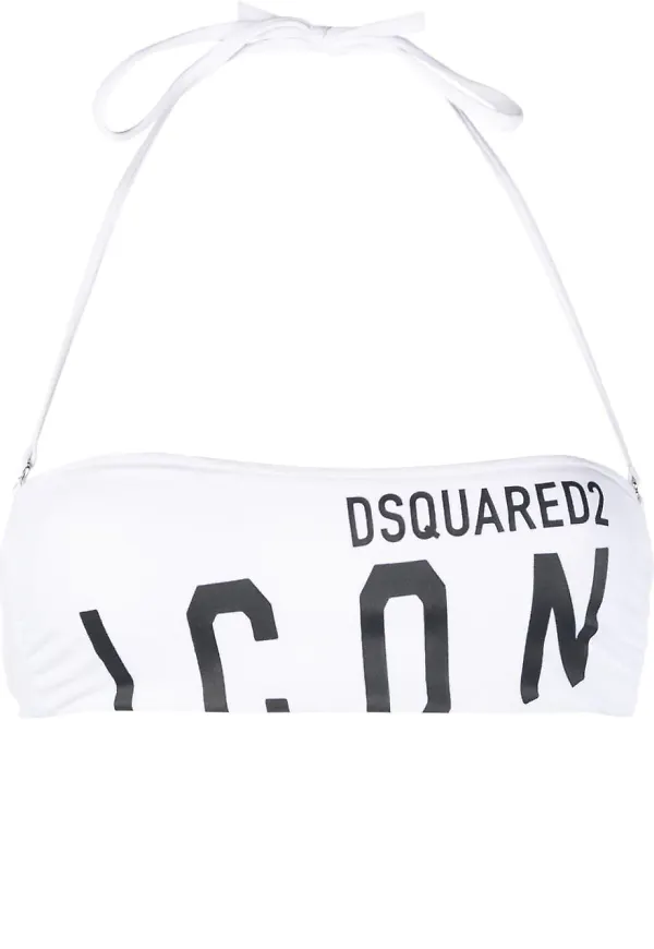 Dsquared2 Icon-print halterneck bikini top - Vit