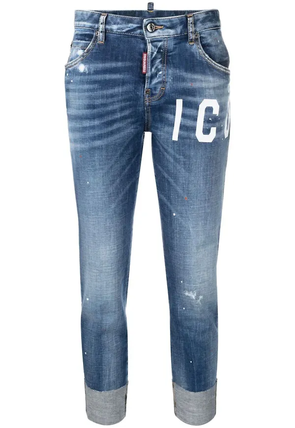 Dsquared2 Icon beskurna jeans - Blå
