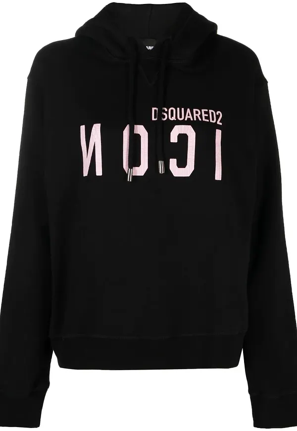 Dsquared2 Icon hoodie med tryck - Svart