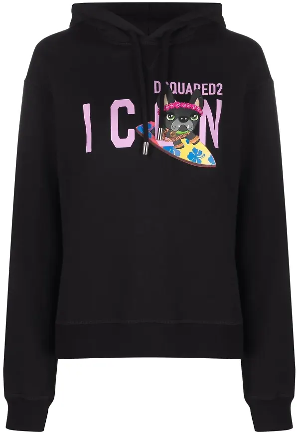 Dsquared2 Icon hoodie med tryck - Svart