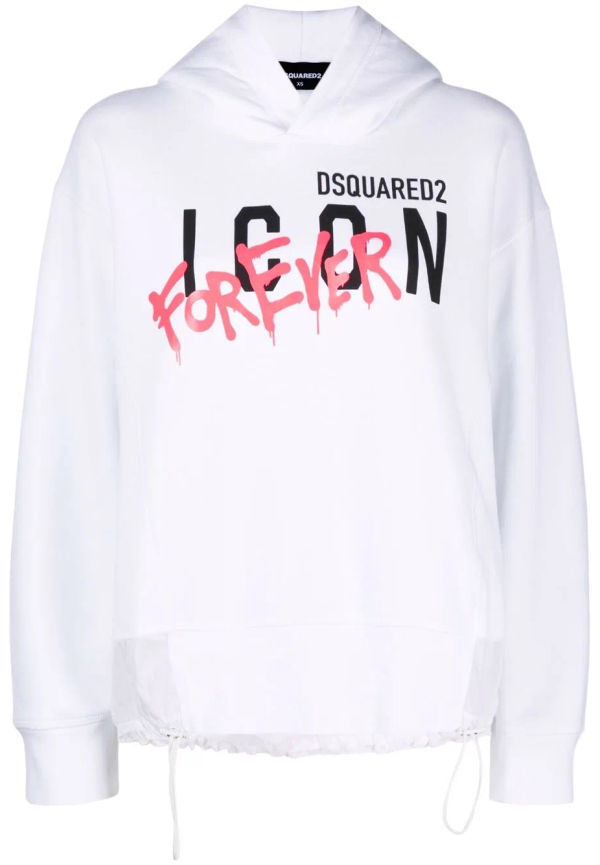 Dsquared2 Icon hoodie med tryck - Vit
