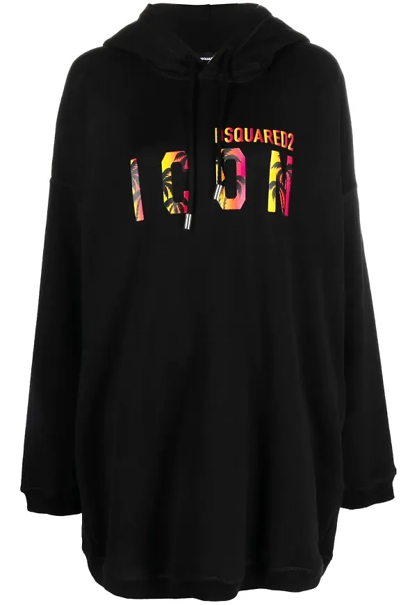 Dsquared2 Icon huvtröja med palmtryck - Svart