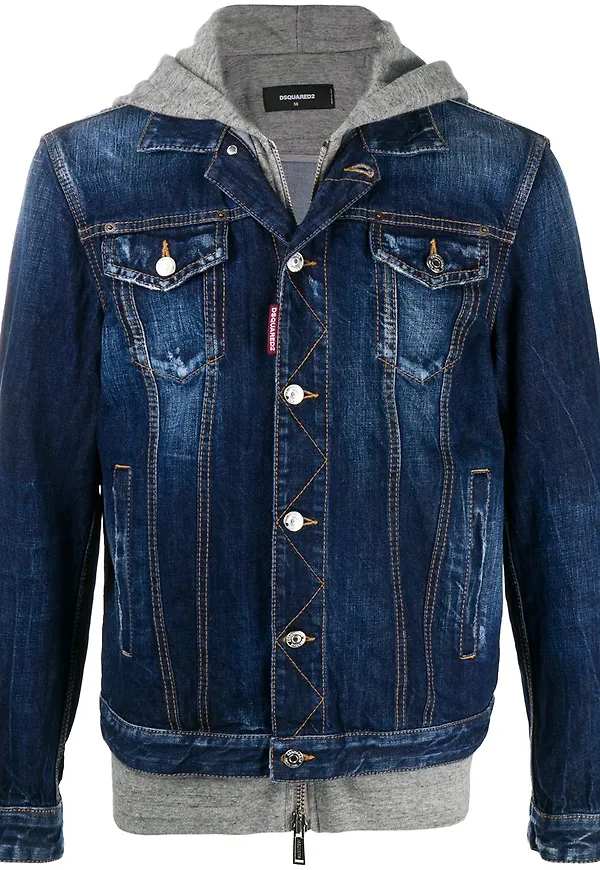 Dsquared2 Icon jeansjacka med huva - Blå
