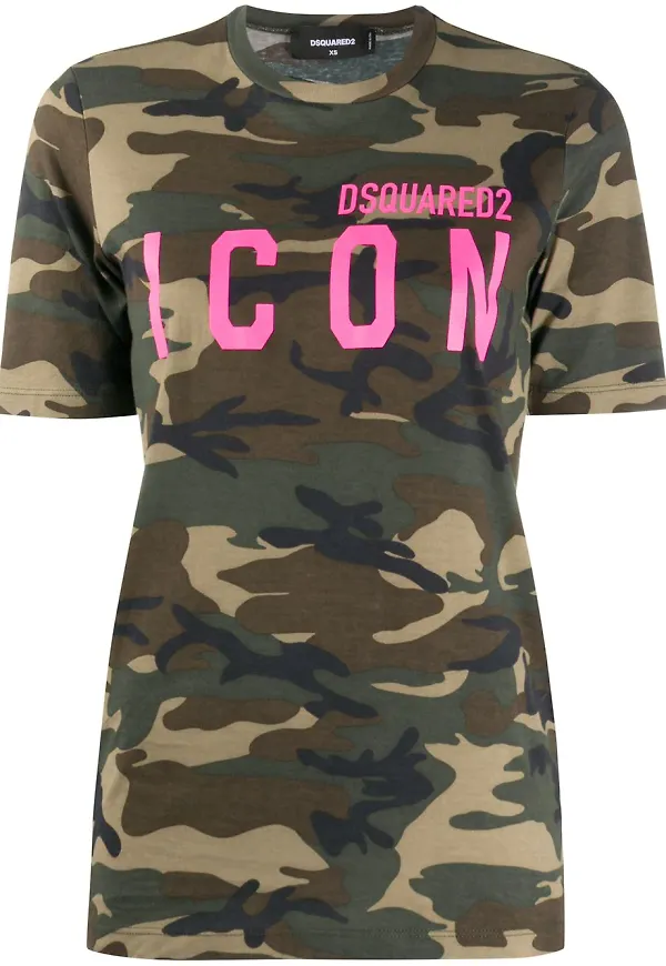 Dsquared2 Icon kamouflagemönstrad t-shirt - Grön
