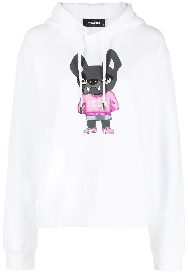 Dsquared2 Icon Mascot mönstrad hoodie - Vit