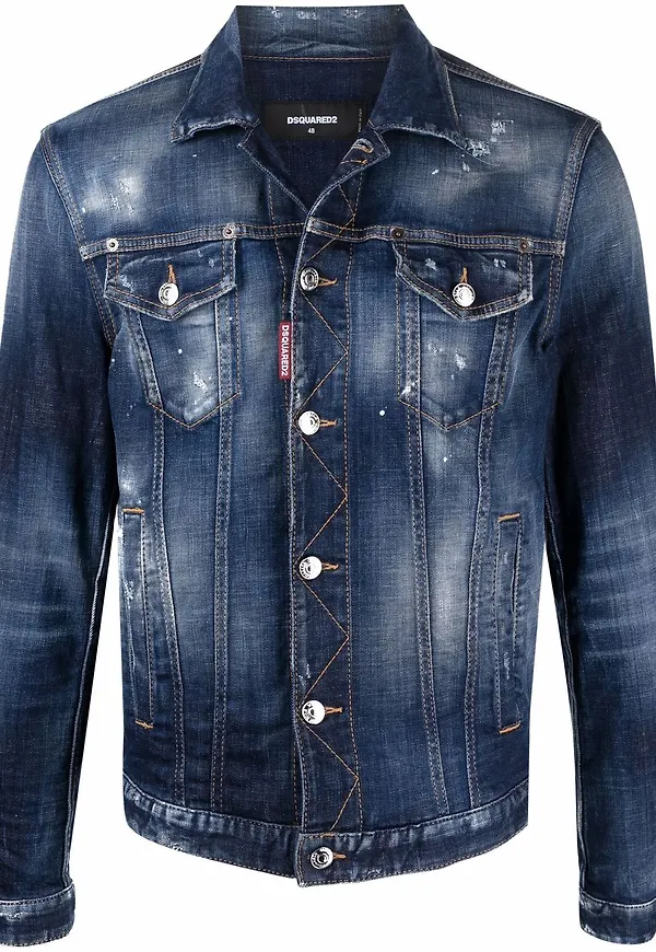Dsquared2 Icon stentvättad jeansjacka - Blå