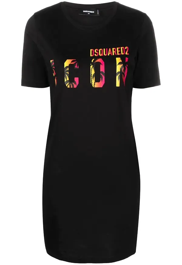 Dsquared2 Icon Sunset Palm t-shirtklänning - Svart