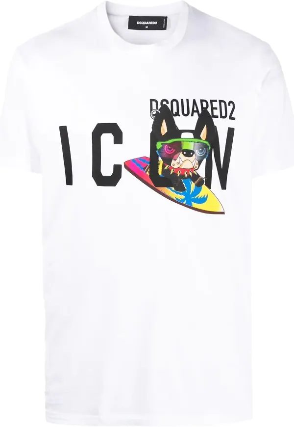 Dsquared2 Icon t-shirt med hundtryck - Vit