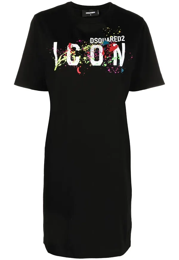 Dsquared2 Icon t-shirtklänning med färgstänk - Svart