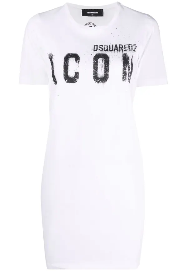 Dsquared2 Icon t-shirtklänning med tryck - Vit