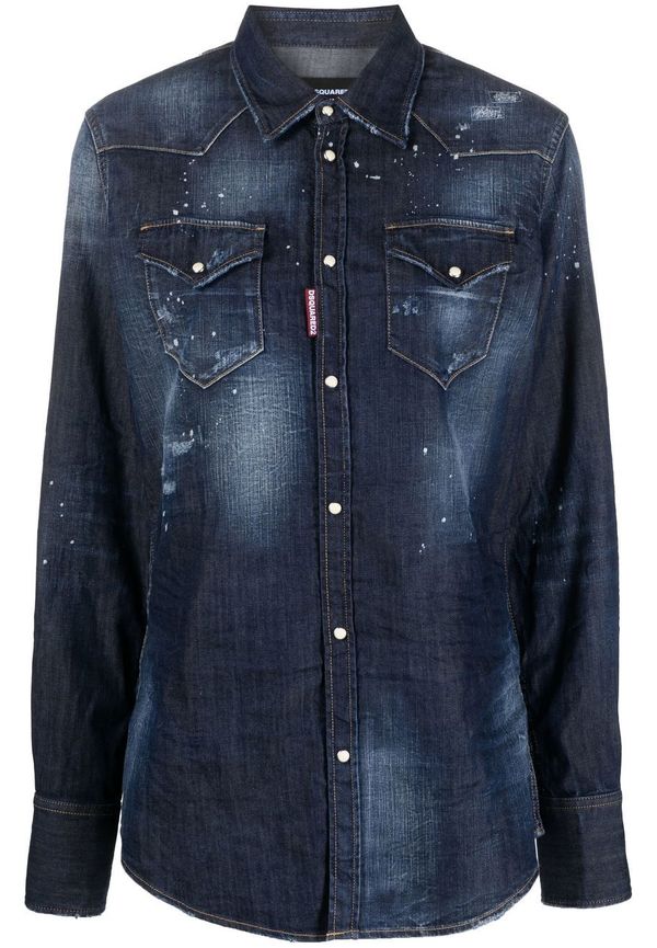 Dsquared2 Iconic jeansskjorta med logotyp - Blå