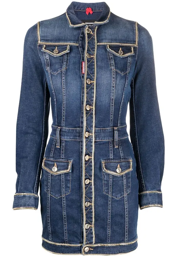 Dsquared2 inpassad skjortklänning - Blå