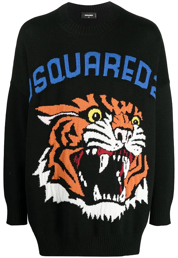 Dsquared2 intarsiastickad tröja - Svart