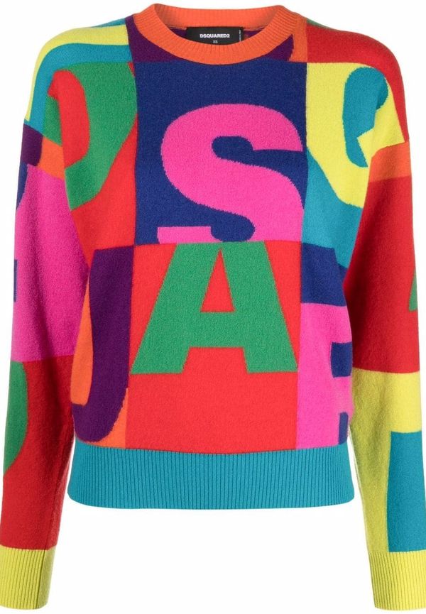 Dsquared2 intarsiastickad tröja med logotyp - Röd