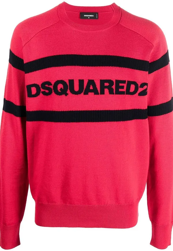 Dsquared2 intarsiastickad tröja med logotyp - Röd