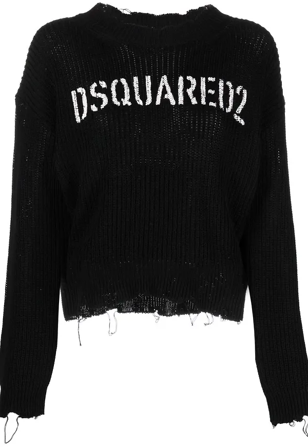 Dsquared2 intarsiastickad tröja med logotyp - Svart