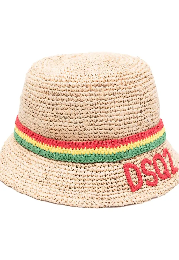 Dsquared2 interwoven raffia bucket hat - Neutral