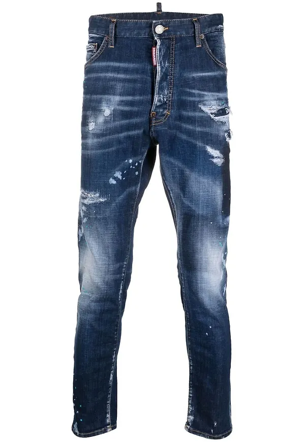 Dsquared2 jeans med blekt tvätt - Blå