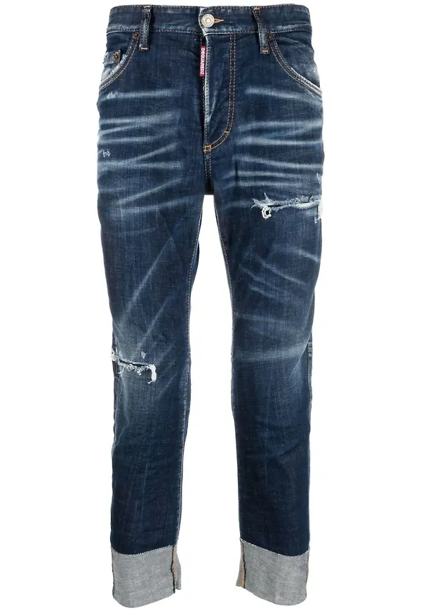 Dsquared2 jeans med blomsterbrodyr - Blå