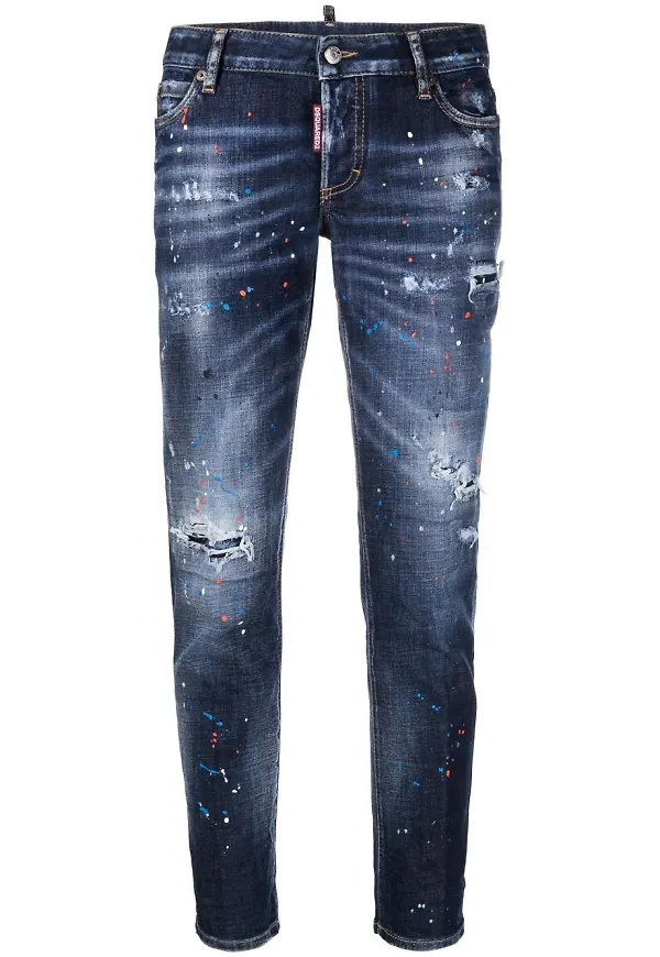 Dsquared2 jeans med färgstänk - Blå