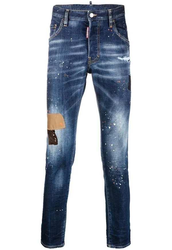Dsquared2 jeans med färgstänk - Blå