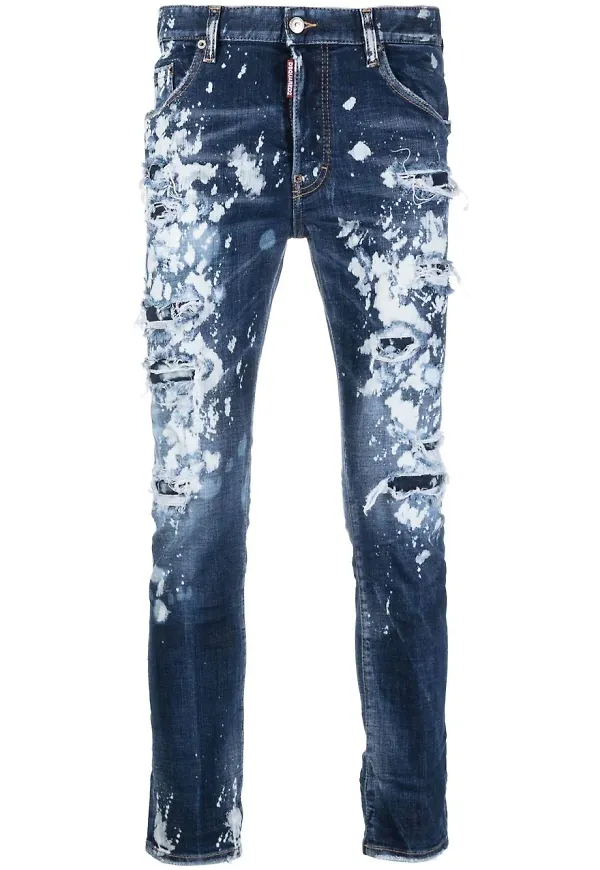 Dsquared2 jeans med färgstänk - Blå