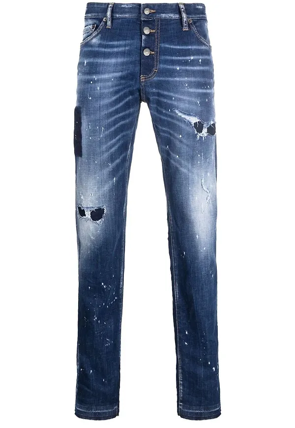 Dsquared2 jeans med färgstänk - Blå