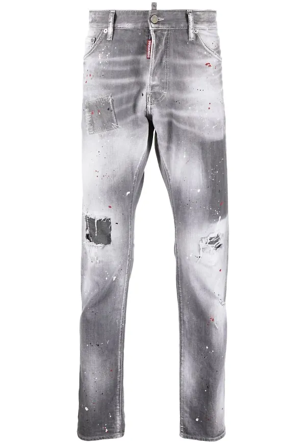 Dsquared2 jeans med färgstänk - Grå