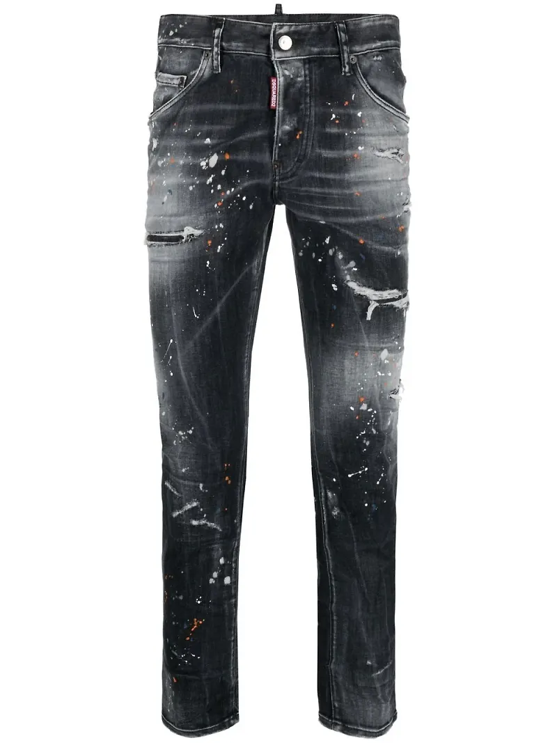 Dsquared2 jeans med färgstänk - Svart