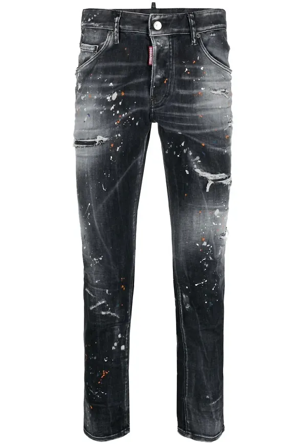 Dsquared2 jeans med färgstänk - Svart