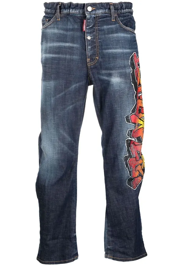 Dsquared2 jeans med graffititryck - Blå